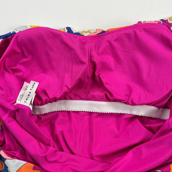 Trina Turk Sevilla Ruffle Off the Shoulder Once Piece Swim Suit Colorful Size 14 - Picture 11 of 12